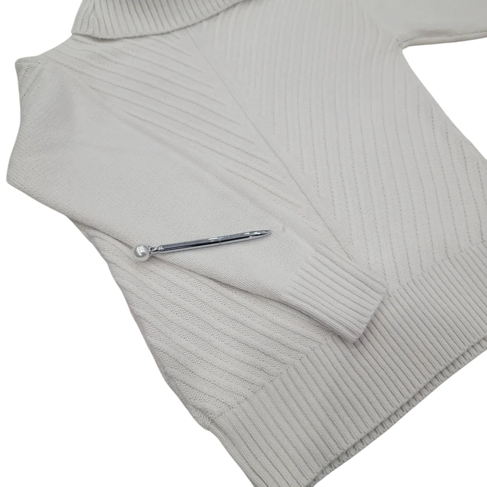 Eclipse Mitered Turtleneck Sweater Knit Neutral Cream White Pullover Wom… - Picture 12 of 16